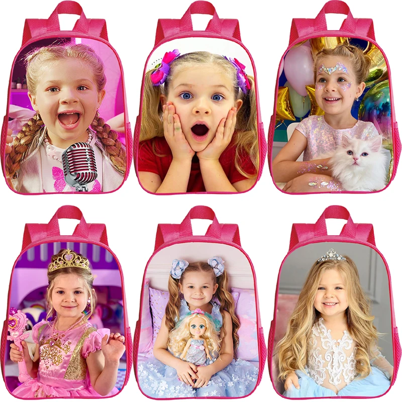 Kawaii Kids Diana Show Print Backpack for Preschool Girls Kids Kindergarten School Bag Toddler Pink Bookbag Back To School Gift