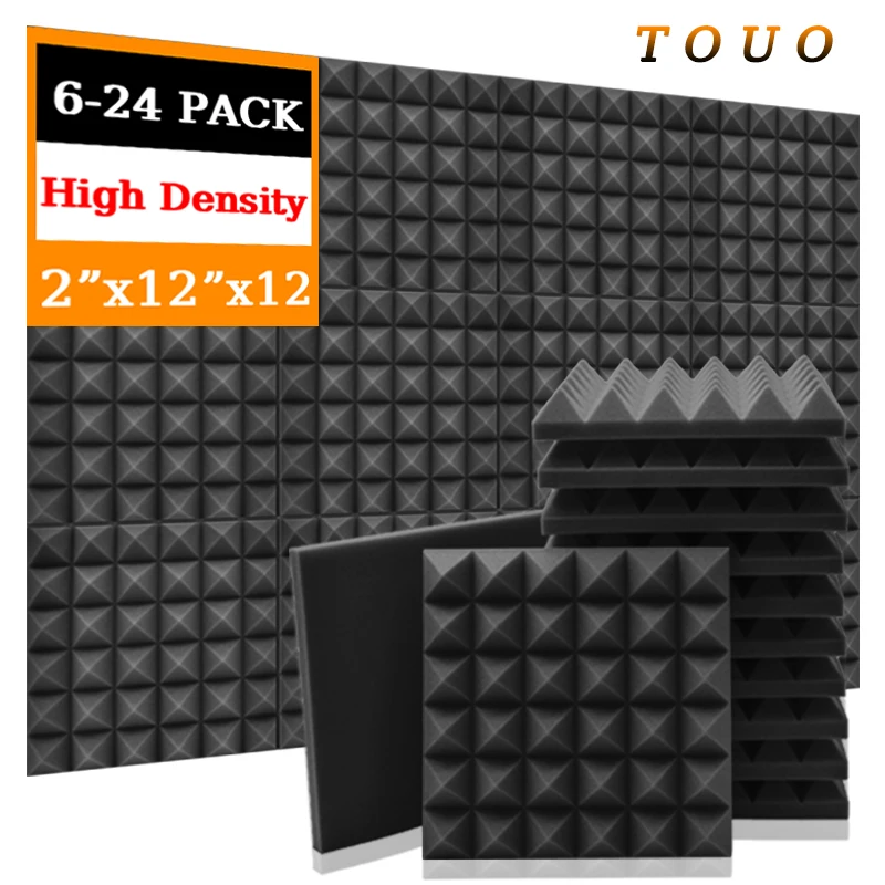 TOUO 6/12/24 Pcs Acoustic Foam Panels Studio Acoustic Sponge Home Sound Proof Foam Wall Acoustic Treatment KTV soundproof Foam