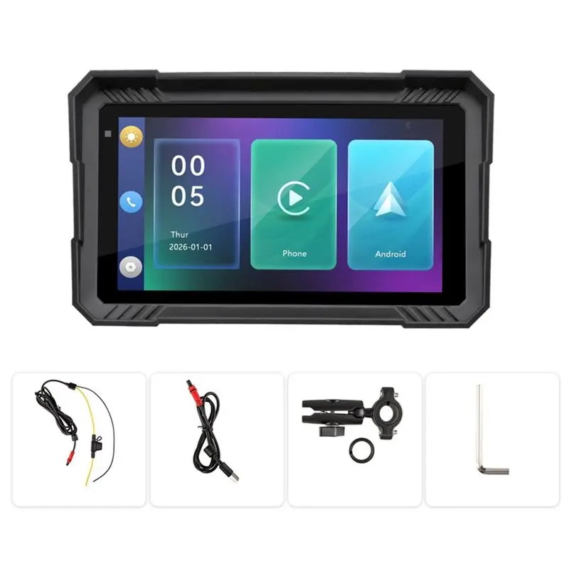 ABTC-Waterproof Bluetooth 5 Inch Navigation Screen For Motorcycle Wireless Carplay Android Auto MP5 Player Portable Screen