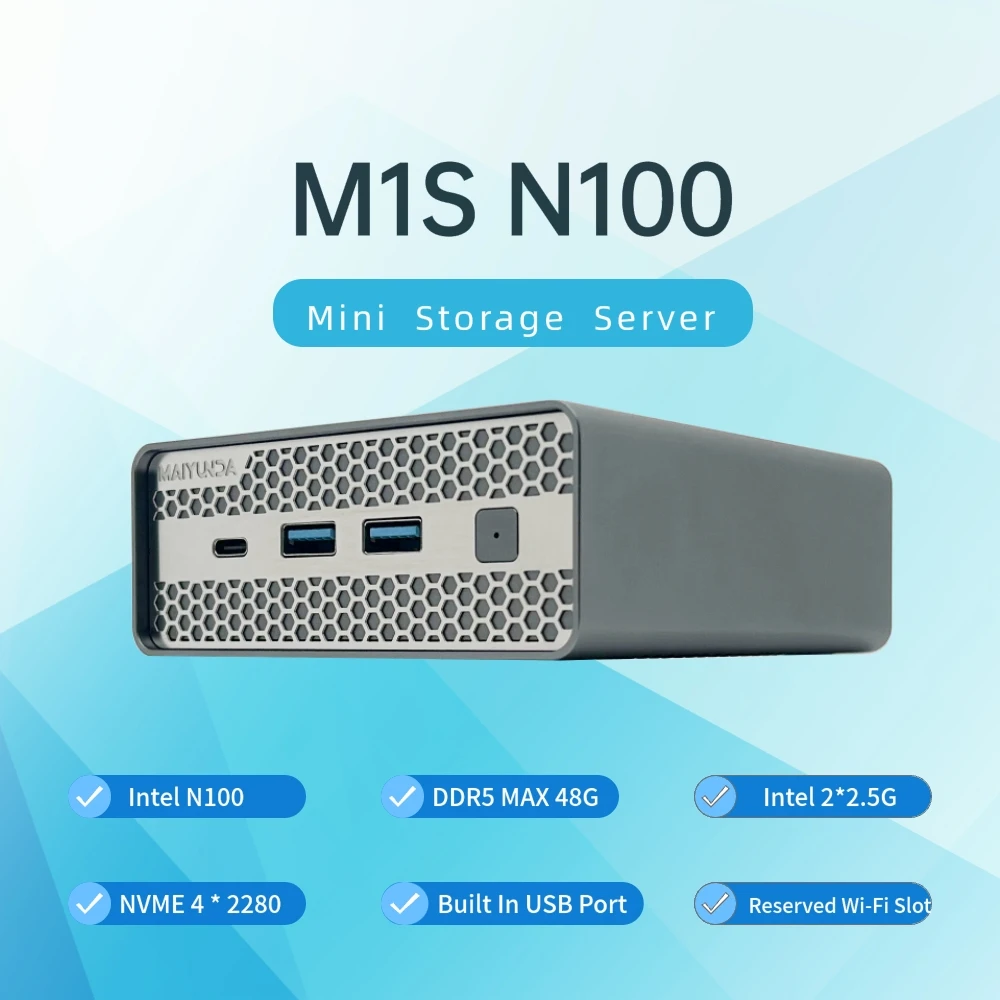 جديد N100 / N150 M1 Mini NAS خادم تخزين كمبيوتر صغير M.2 NVme PCIE 3.0X1 صندوق المضيف لينة راوتر المنزل الصناعية مكتب الكمبيوتر