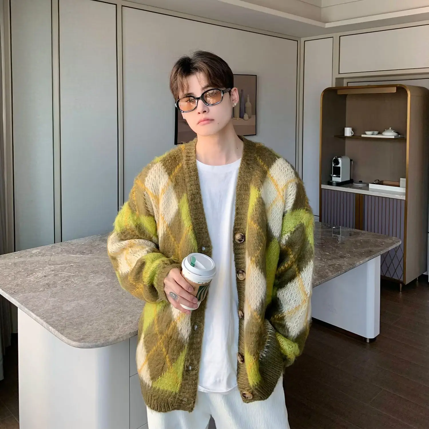 

Loose Fit Pine Pattern Color Blo Knitwear Cardigan Sweater for Men And Women Autumn Winter New Sle Casual Loose Sle