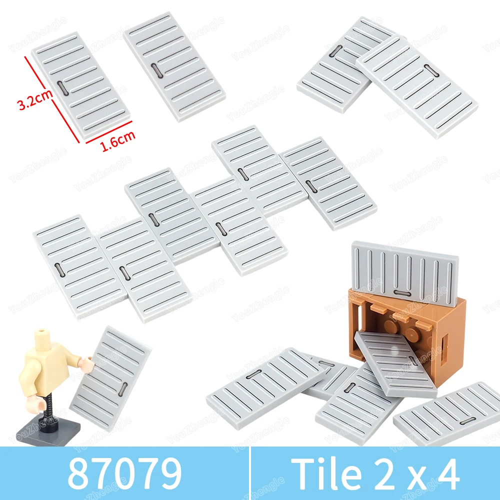 Iron door Left and right Car plate Pattern Printed Building Block 87079 Parts 2x4 Tiles MOC Armor Equipment Scene Model Gift Toy