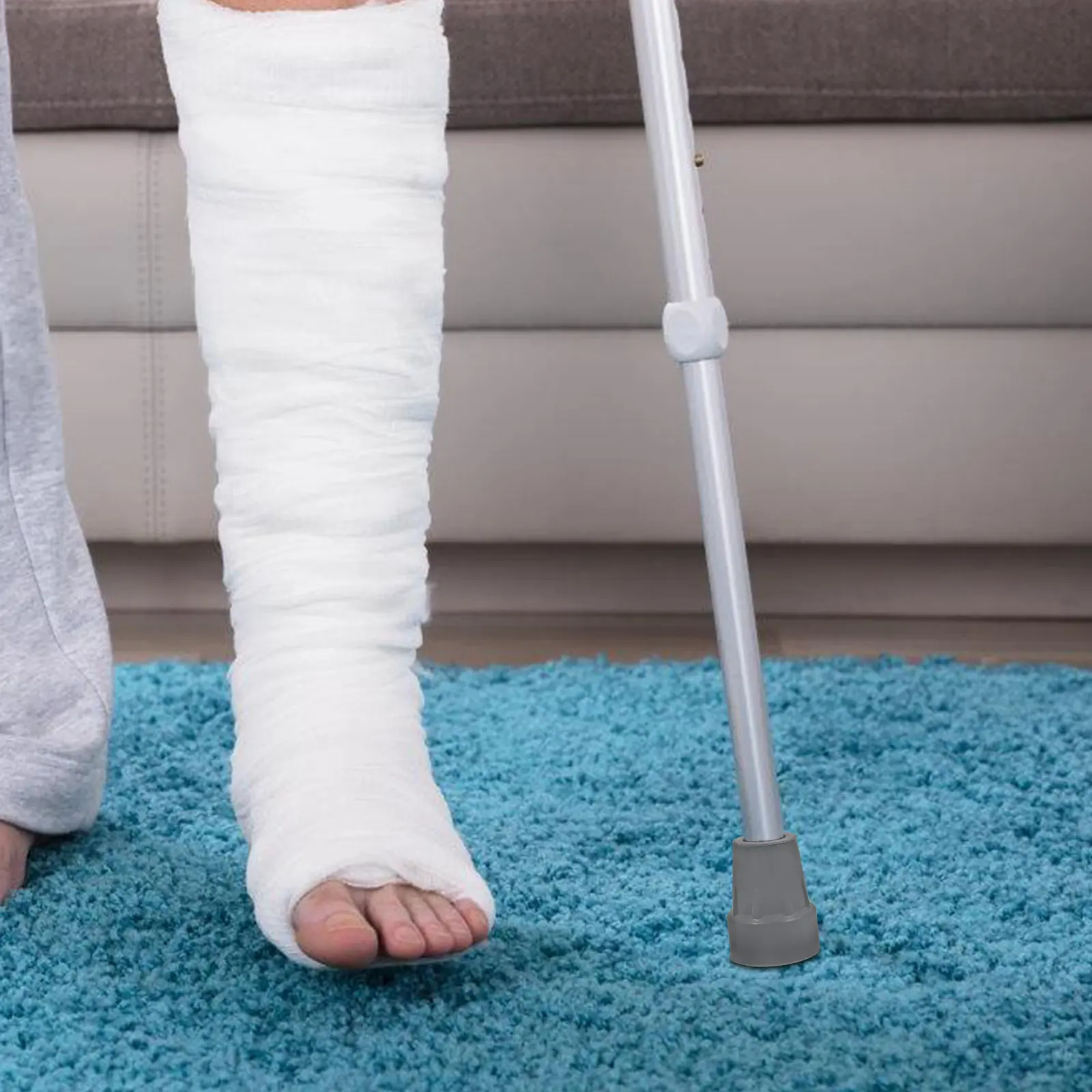 

6Pcs Crutch Tips Sleek Black Rubber Crutch Feet Caps Non-Slip Walking Cane Tip Replacement for Underarm Forearm Crutches