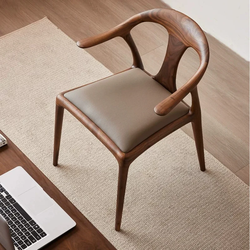 Chaise en bois massif noyer style nordique rétro, design minimaliste, pour bureau, restaurant, chaise de négociation chinoise, chaises de négociation