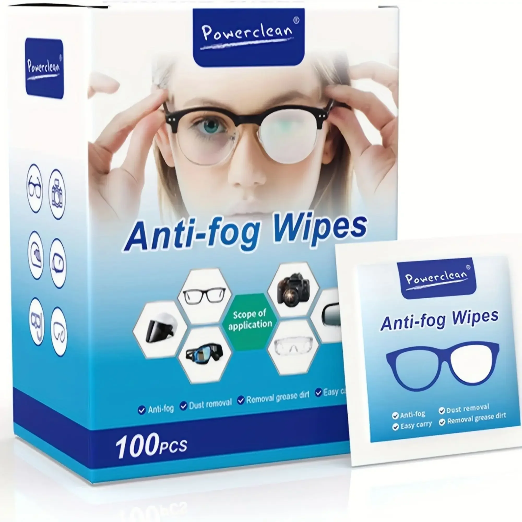 100pcs Eyeglass Cleaner Lens Wipes,Individually Wrapped Wipes,Non-Scratching,Safe For Eyeglasses, Goggles, Camera Lenses