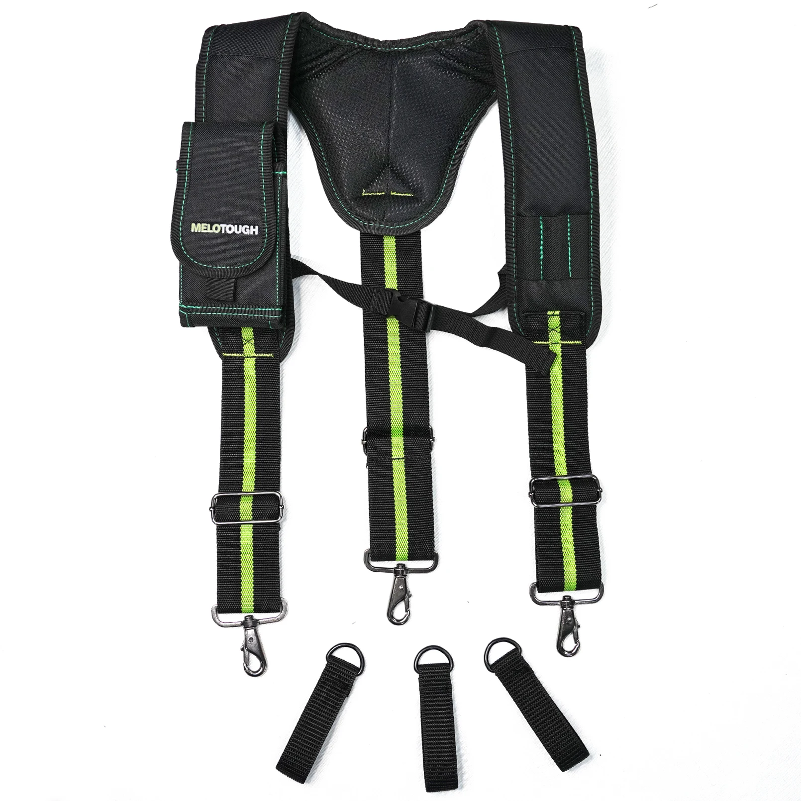 MELOTOUGH Work Suspenders Tool Belt Suspenders with Large Moveable Phone Holder, Pencil Holder