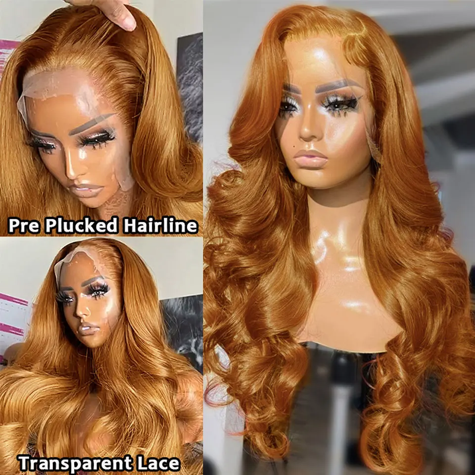 

Blonde Brown Body Wave Transparent Lace Frontal Wigs High Quality Brazilian Colored Human Hair Wig For Women Pre Plucked