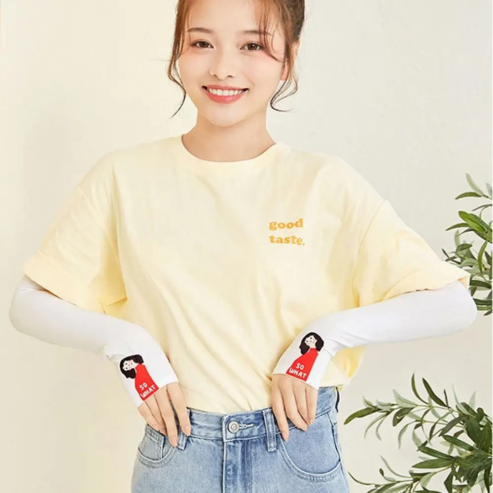 

Girl Loose Arm Warmers Long-sleeved Glove Anti-UV Nylon Arm Warmers Sun Protection Cover Ice Silk Sleeves Sunscreen Sleeve