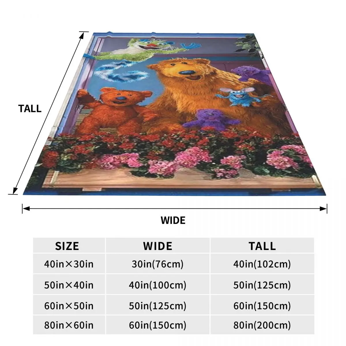 Bear In The Big Blue House Blanket Flannel Sofa Throw Blanket Multi-function for Home Bedroom Travel Throws Bedspread Quilt