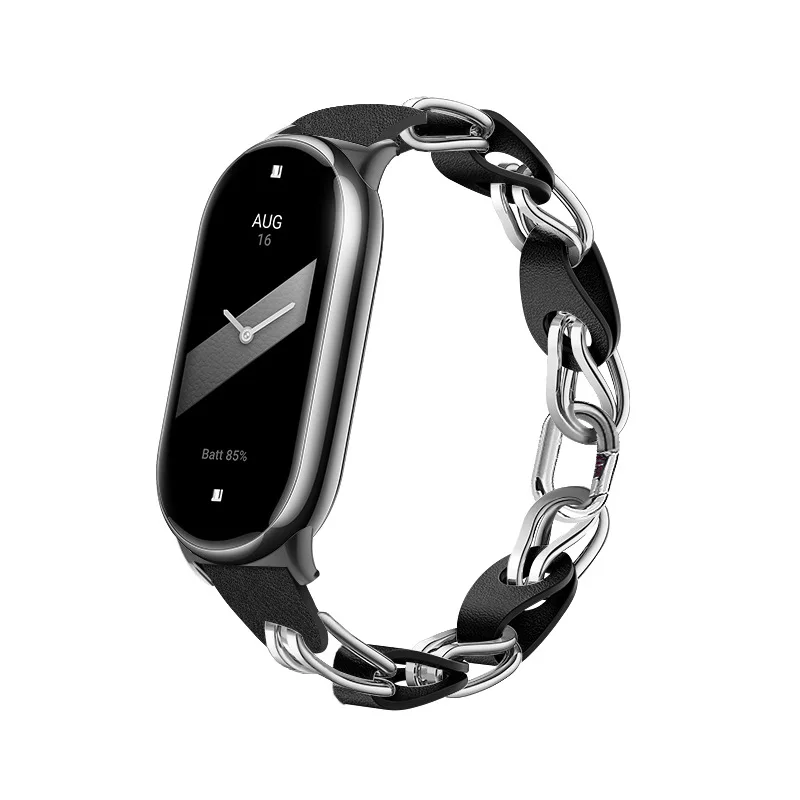 Suitable for Xiaomi wristbands with 8 straps, hollowed out metal chains, smart sports wristbands, and eight skins