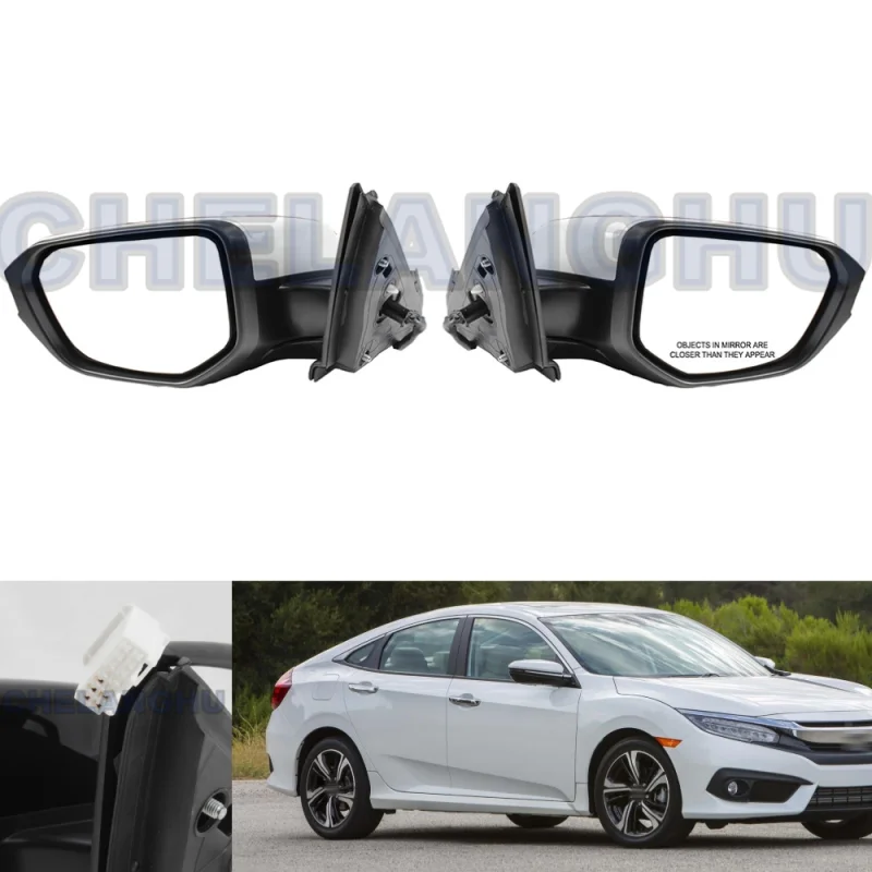 

Mirror Assembly For Honda Civic 2016 2017 2018 2019 2020 2021 US version Pair L+R 5 Pins White Painted Heated Power Adjust