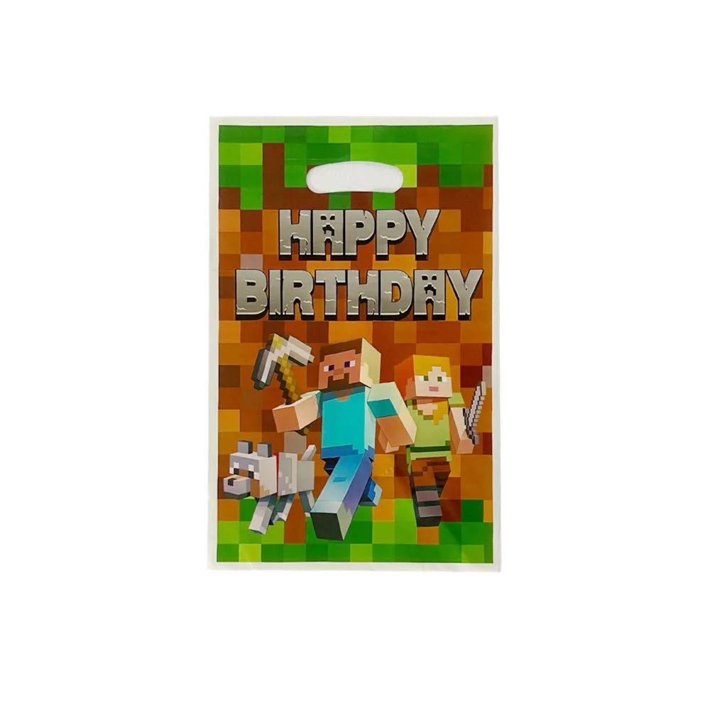 Minecraft Birthday PE Gift Bags 10Pcs Pixel Game Theme Party Favor Bags  Candy Treat Loot Bags Anime Decor Supplies Gifts view 4