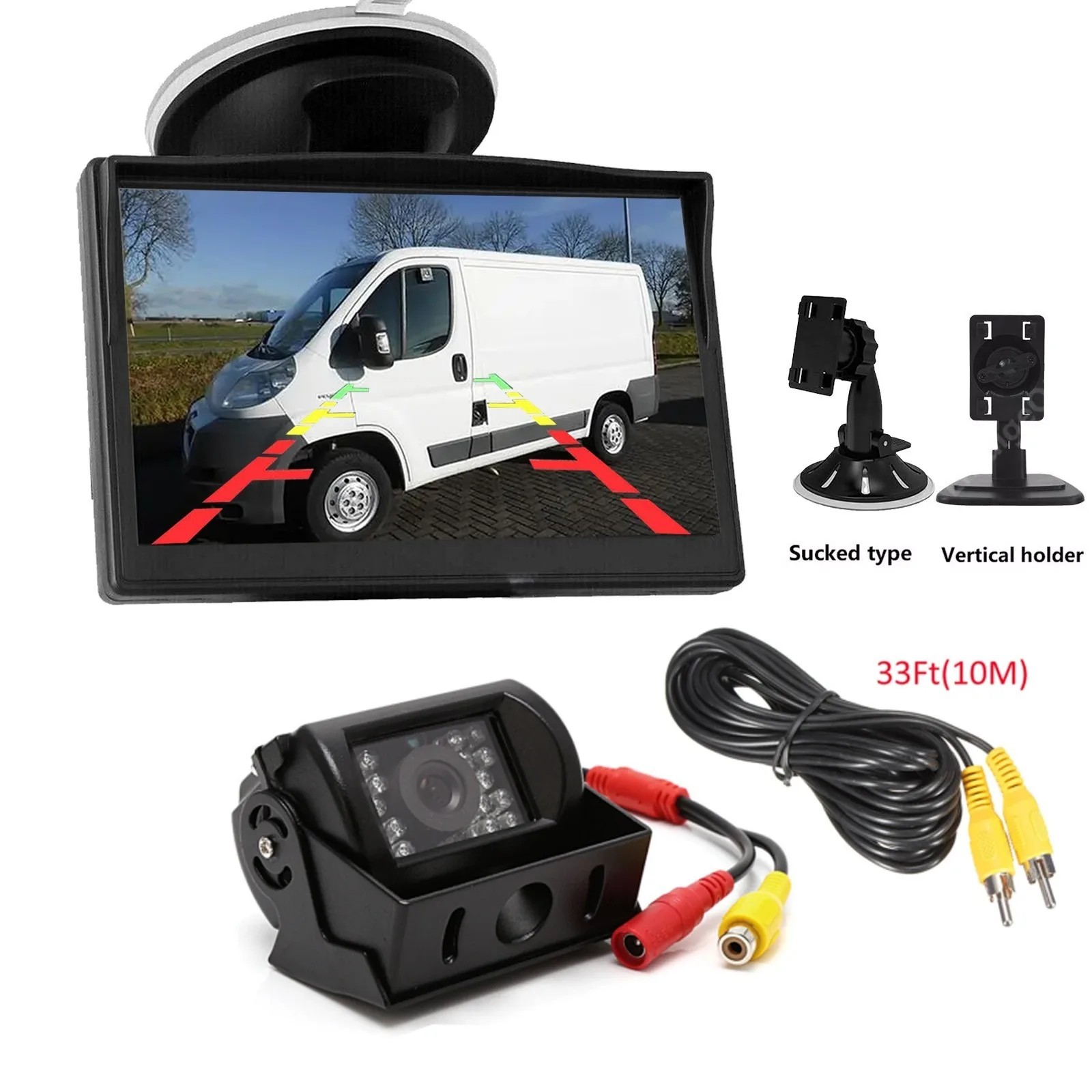 شاشة LCD مقاس 5 بوصات من Lastbus + مجموعة رؤية عكسية للكاميرا الخلفية لشاحنة السيارة للرؤية الليلية #1