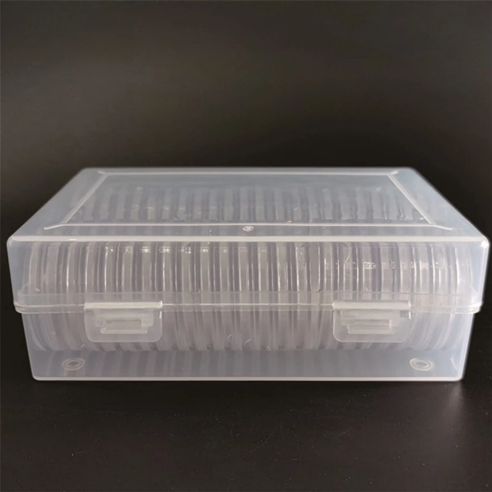 50pcs Clear Coin Capsule Holder Case 40.6mm Transparent Commemorative Collectable Coin Medal Storage Box Collection Supplies