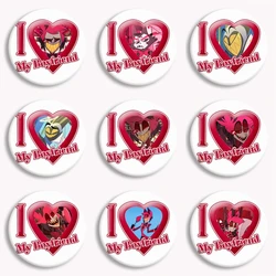 I Love My Boyfriend Husk Alastor Adam Button Pin Anime Helluva boss Same Series Brooch Badge Bag Decor Accessories Fans Collect