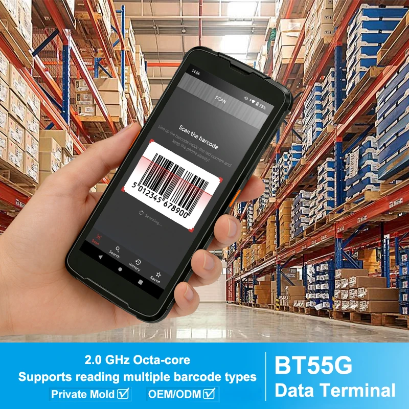 Mobile Computer Data Terminal PDA QR Barcode Scanner Android 11 GMS 3GB RAM 32GB ROM 5.5 Inch IP67 NFC