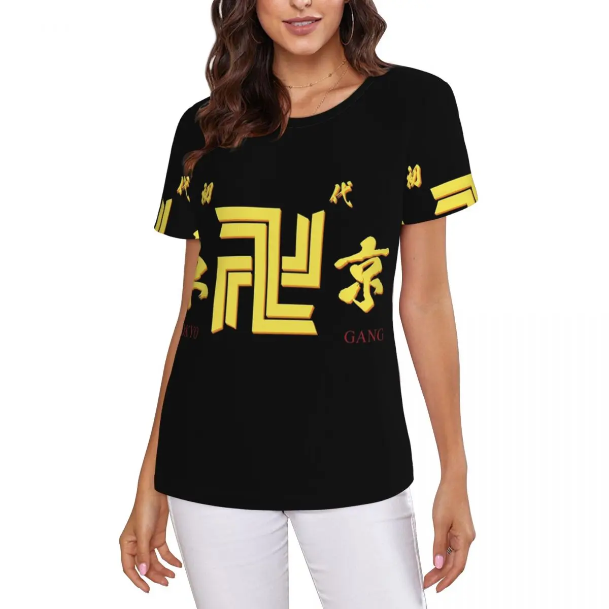 Anime Tokyo Swastika Character T-Shirt Women Short Sleeve T Shirts Round Neck Clothes Cotton Summer Tees Streetwear