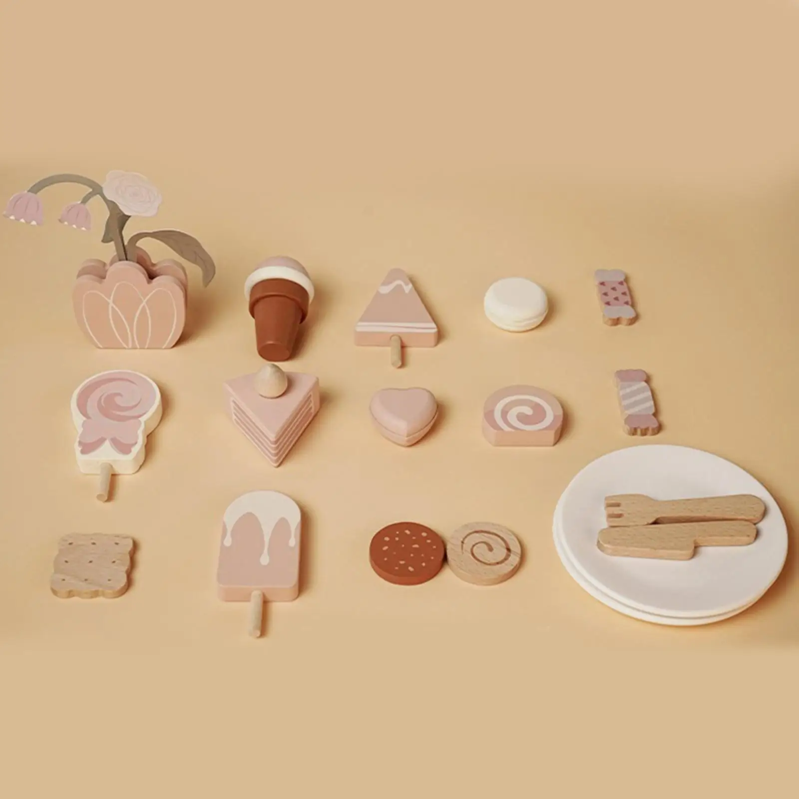 Houten Pretend Tea Party Set Dessert-speelset voor kinderen met theepot en servies Rollenspel Keukenspeelgoed voor jongens en meisjes