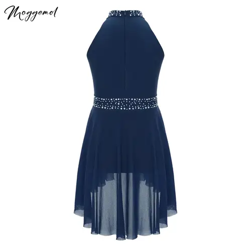 Niños Niñas Ballet gimnasia leotardo danza lírica vestido de patinaje artístico cremallera trasera brillante Rhinestone puesta en escena Ropa de baile