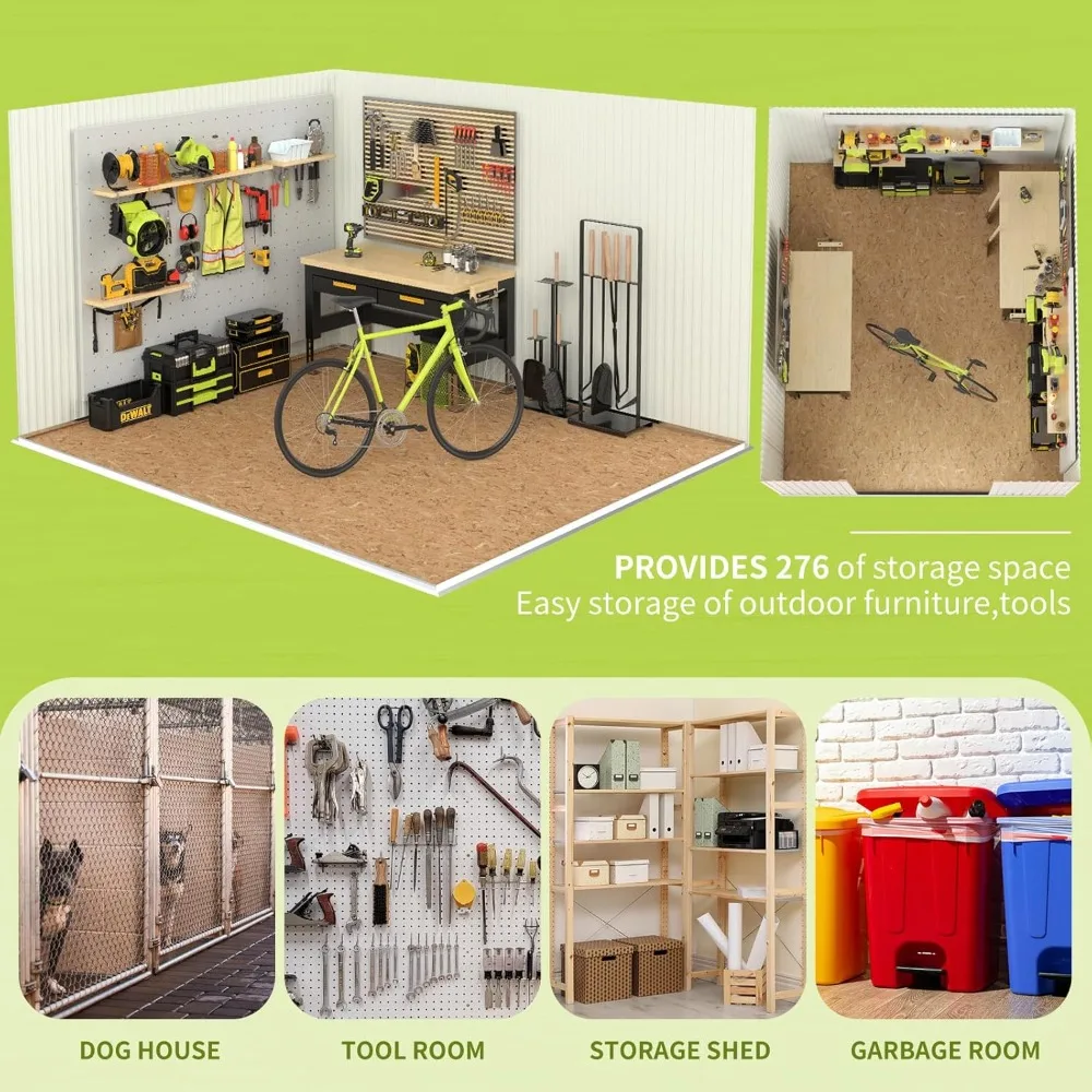 سقيفة تخزين كبيرة خارجية - مبنى معدني مقاوم للماء مقاس 10 × 8 مع أبواب قابلة للقفل للاستخدام في الفناء الخلفي #6