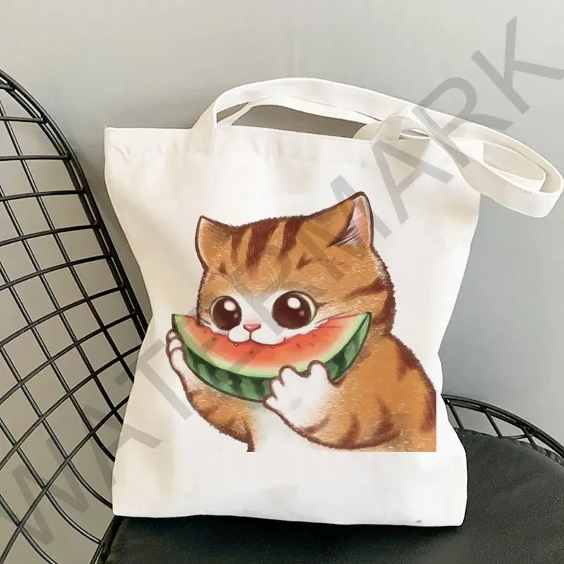 Designer Bag Japanese Style Cartoon Small Shoulder Bags Canvas Bags Handbag for Women 2022 Shopper Cute Cat Tote Bag