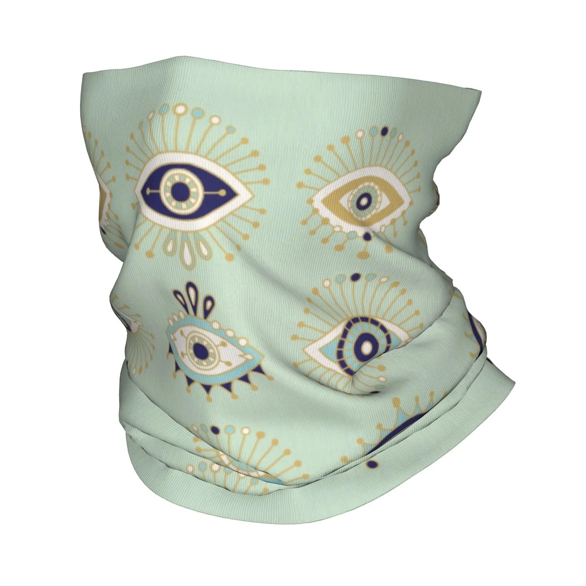 Custom Evil Eye Collection Neck Gaiter Women Men UV Face Shield Winter Mediterranean Hamsa  Lucky Charm Bandana Scarf for Hiking