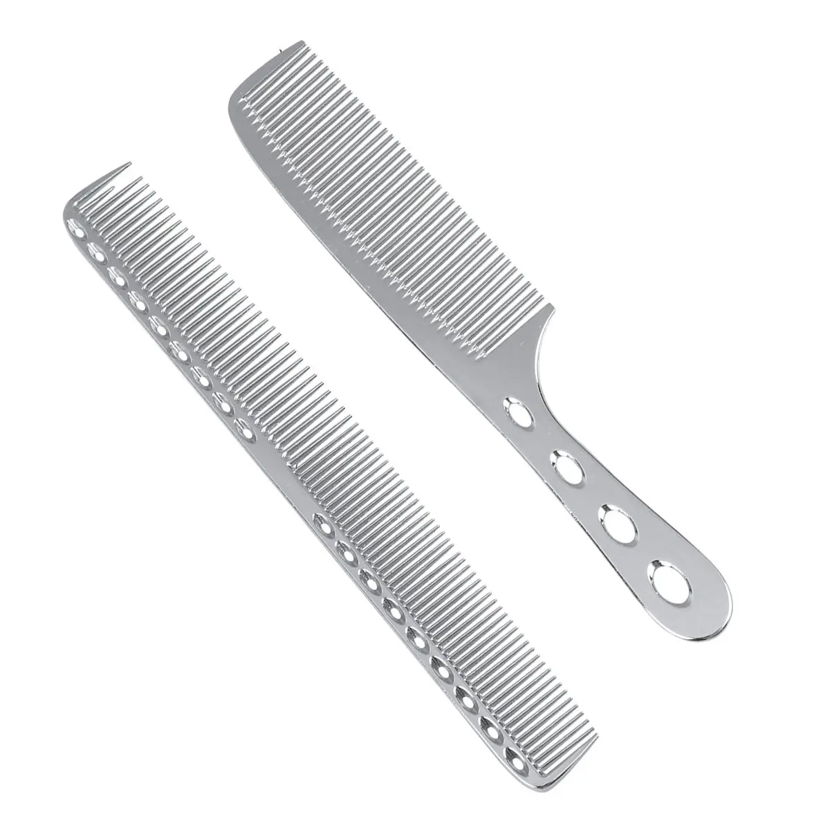 2Pcs Stainless Steel Hair Styling Combs Bright Silver Large Size Fine Teeth Combs Hair Spray Distribution Hairdressing