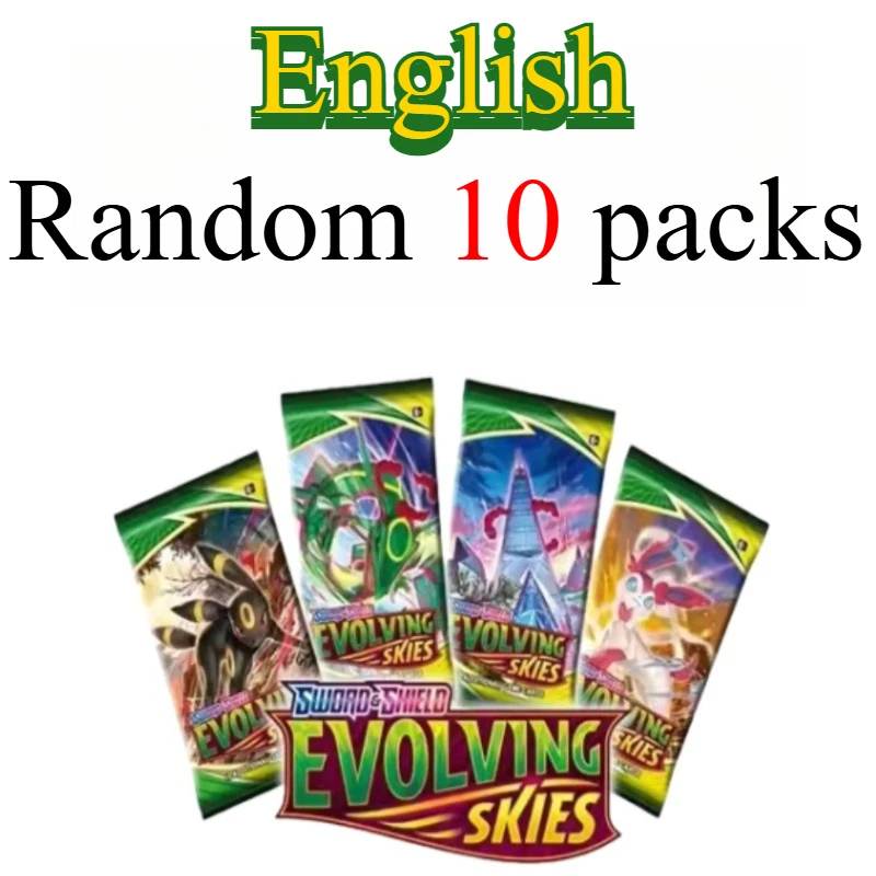 10 Pokémon-kaartpakketten, heldere sterren, 151 prismatische evoluties, PALDEAN FATES, Engelse versterking, gevechtstransactiekaartcadeau