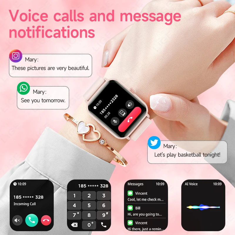 LIGE New Smart Watch Women Full Touch Screen Sport Fitness Watches IP68 Waterproof Bluetooth Call Smartwatch Men for Android iOS