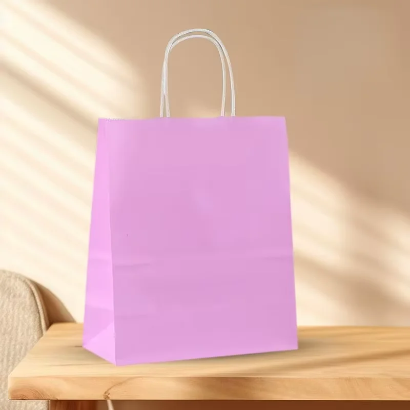 20 Stück anpassbare Logo-Kraftpapiertüten mit Griffen, Geschenkverpackungsbeutel für Geschäft, Kleidung, Hochzeit, Weihnachten, Lieferungen, Handtaschen – Detail 18