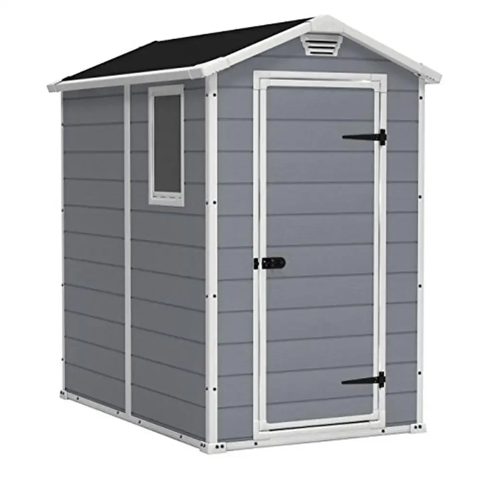 Outdoor Storage Shed Kit G1- Ideal Patio Furniture Garden Tools Bike Accessories-Manor 4x6 Resin-131.8 cu.ft Weather-resistant &