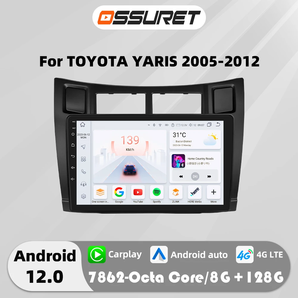 4G Carplay 7862 Android Auto Car radio Stereo for Toyota Yaris 2005-2012 multimedia Video player 2din swc headUnit 9