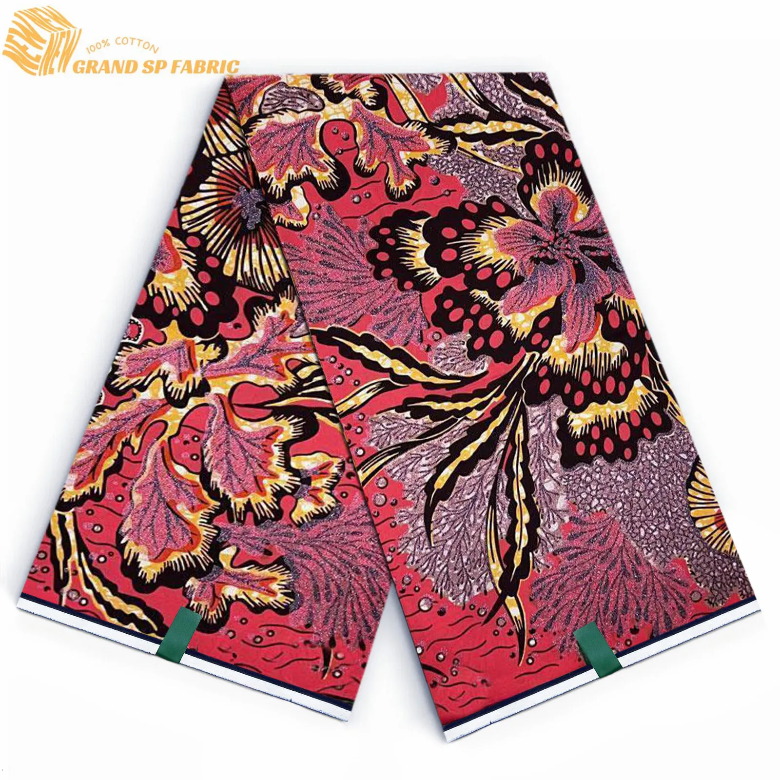 Grand Super Fabric 100% Cotton African Wax Fabric High Quality Wax Print Ankara Fabric For Sewing 6yards Women Fabric VY1244