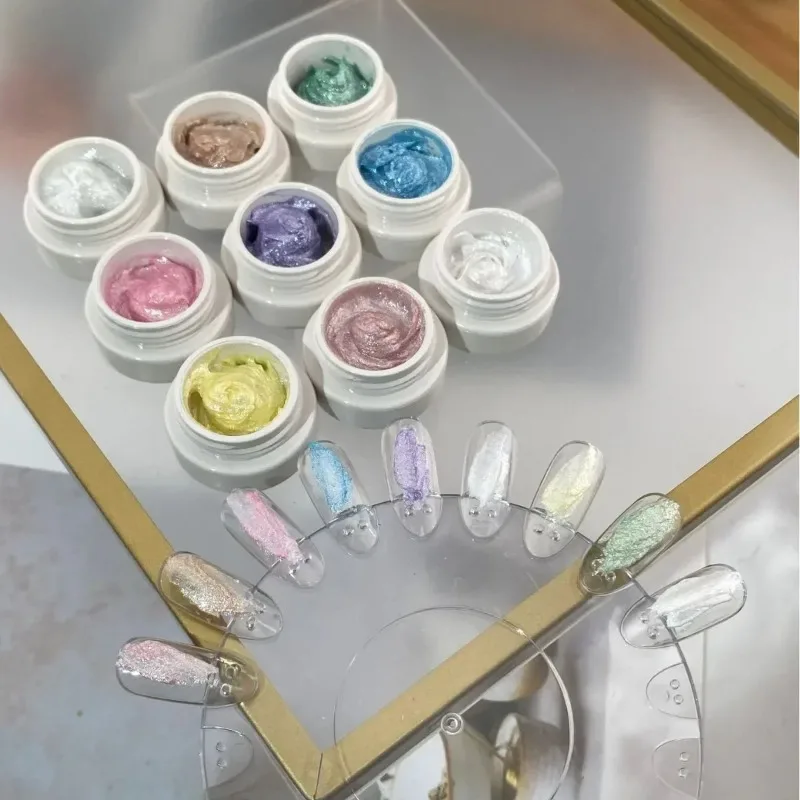 9 kolorów/zestaw 2,5 ml kolorowa wróżka w proszku kremowy żelowy lakier do paznokci tekstura wklej tekstura trójwymiarowy klej modelujący Nail Art Design