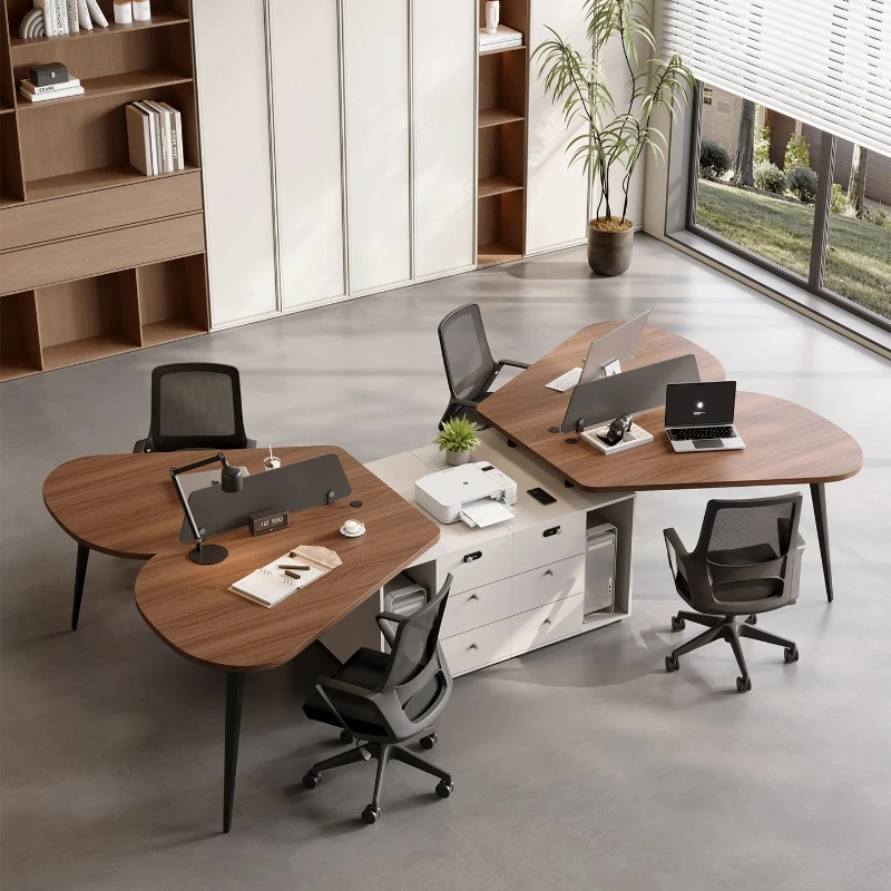 

chair combination simple modern double screen four-person workstation designer creative special-shaped staff table