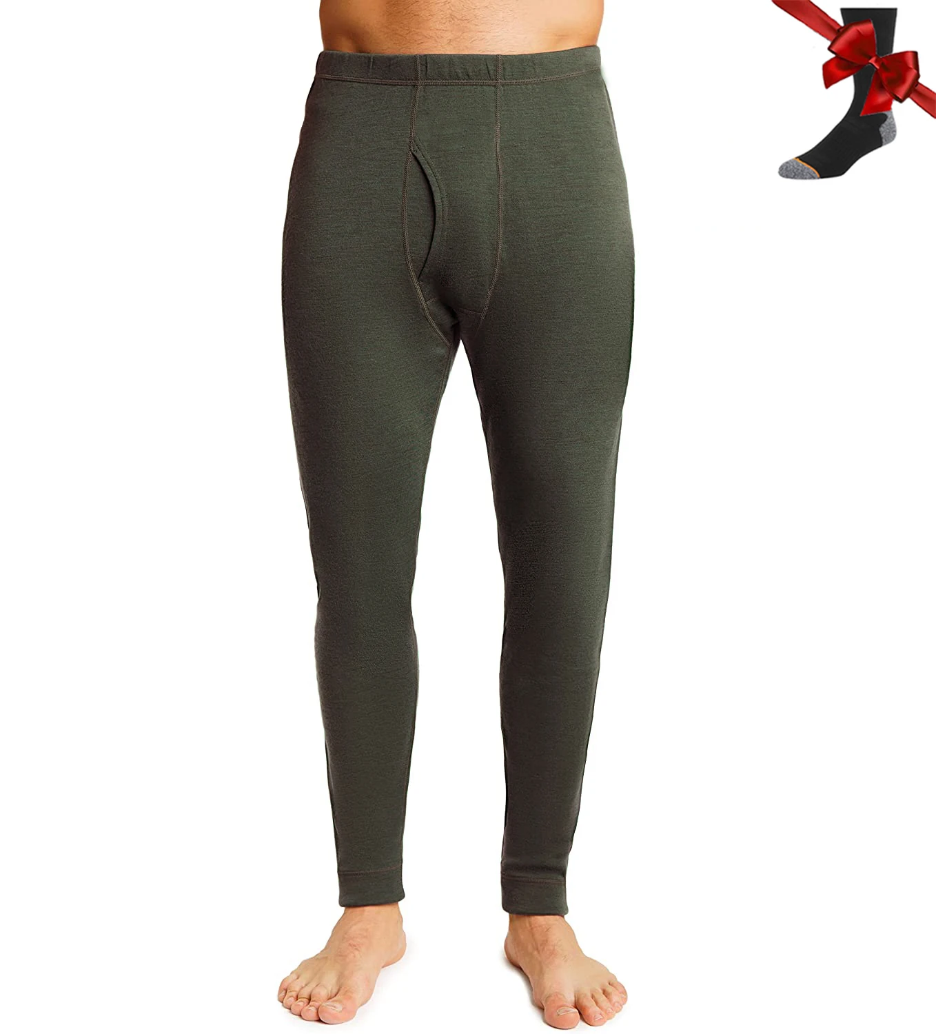 100% Merino Wool Men Base Layer Bottom Pants Merino Wool Thermal Underwear Pants Leggings Long Johns Warm Baselayer Bottom+Socks