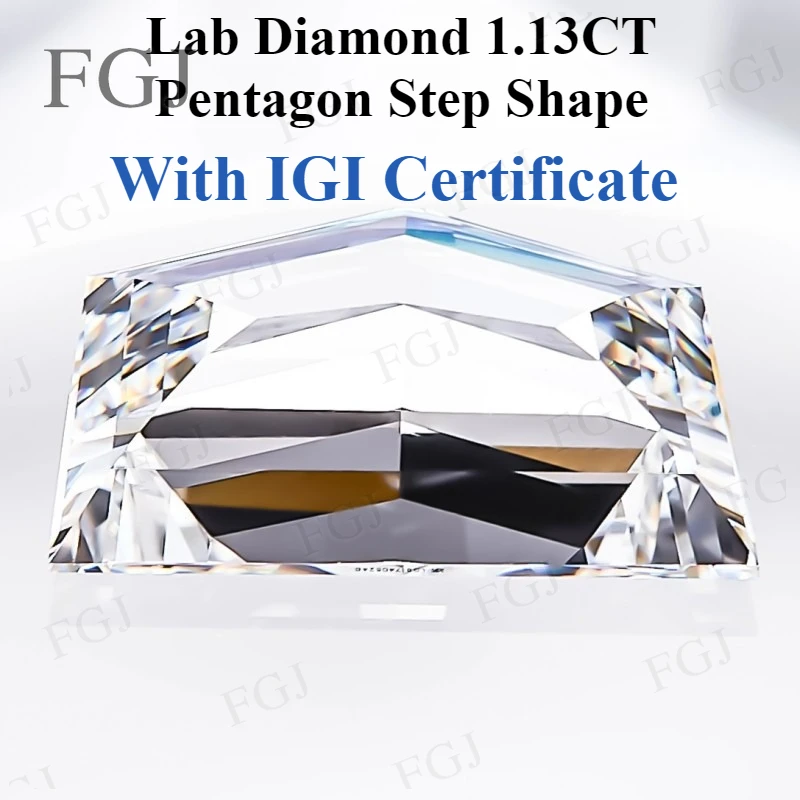 Fancy Shape Pentagon Step Lab Grown Diamond Jewelry 1.13CT CVD HPHT With IGI Certificate Loose Diamonds Stone Wholesale Price