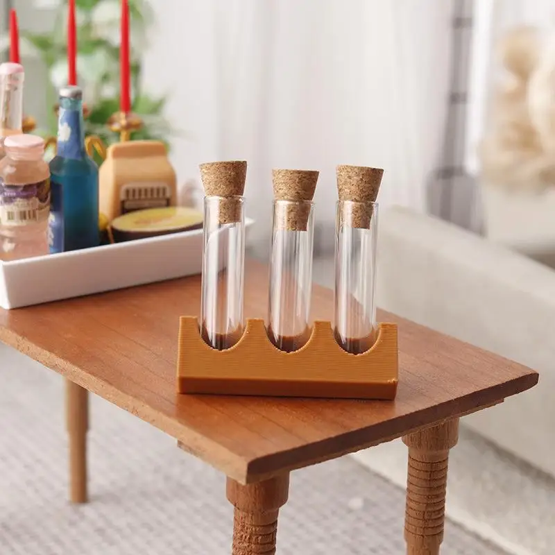 Kids Pretend Play Laboratory Model, 1/12 Scale Dollhouse Glass Jar Test Tube Set Decor Accessory.