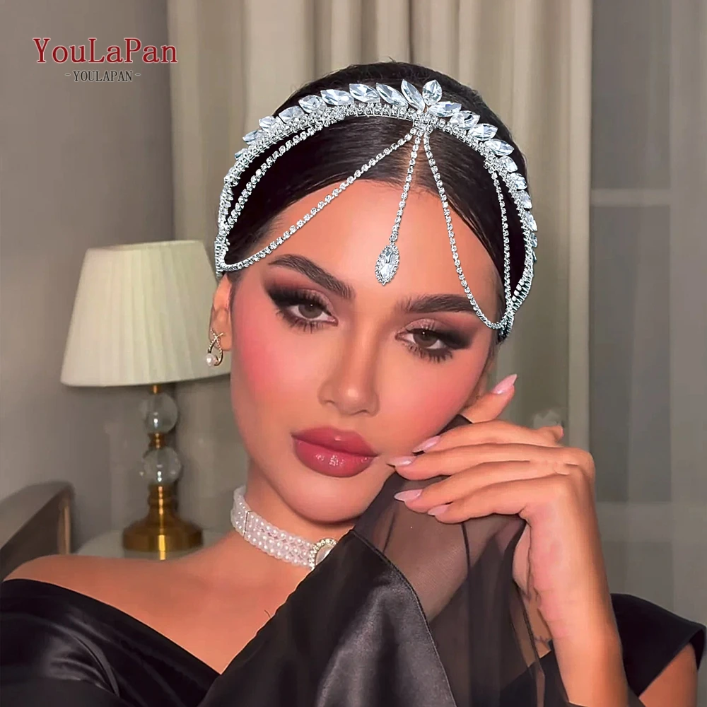 

YouLaPan Wedding Rhinestone Crown Bride Headwear Bridal Tiara Shiny Hair Hoop Hair Accessories Banquet Headband Halloween HP927