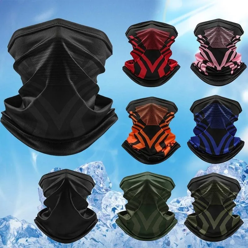 8 Colors UV Protection Ice Silk Face Mask Outdoor Cycling Motorcycle Neck Gaiter Bandana Half Face Mask Ice Silk Face Cover Bala