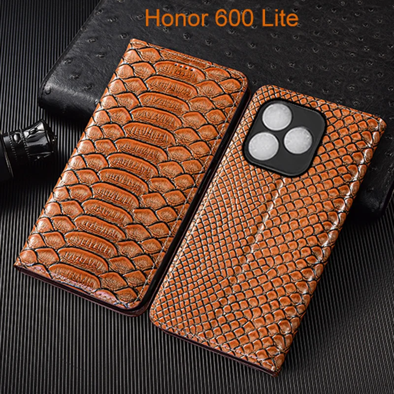 

Genuine Leather Flip Case For Honor 500 600 Pro Lite Phone CoverCard Cases Python Pattern Handmade