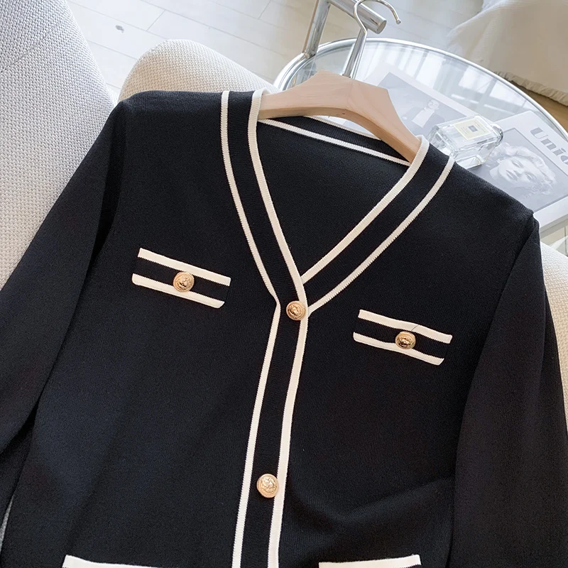 2 Pieces Set Fashion Women Tracksuits 2025 Long Sleeve Stripe Cardigan High Waist Lace-up Long Kint Leg Pant Outfits Casual