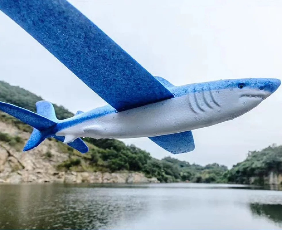 68cm Large 3D EPP Foam Glider Plane Model Playground Kids Flying Toy Outdoor Throwing Airplane with Shark Animal Dinosaur Shape