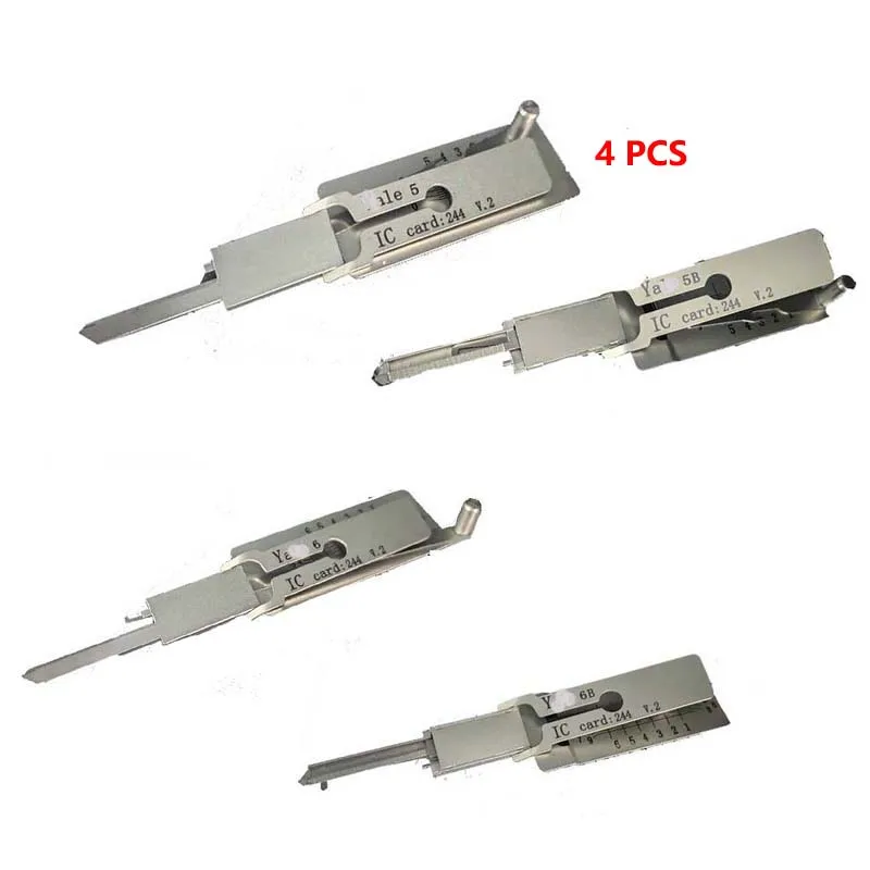 ชุดเครื่องมือช่างกุญแจรุ่นใหม่ล่าสุด Lishi Style 4 ชิ้น Y Ale 6 Yale6B Y Ale 5 Yale5B V.2 สีเงิน รุ่นอัปเดต สำหรับปลดล็อค Civic Lock