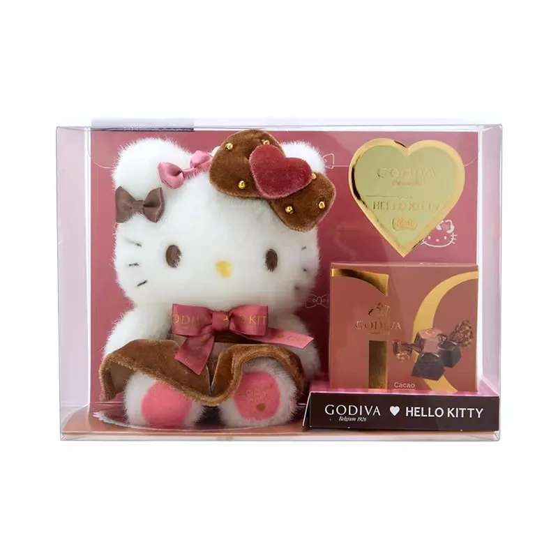 Japan Sanrio Melody Cinnamoroll Kitty Godivia Chocolate Box Doll Pendant Anime Plush Toys for Children Doll Birthday Gifts