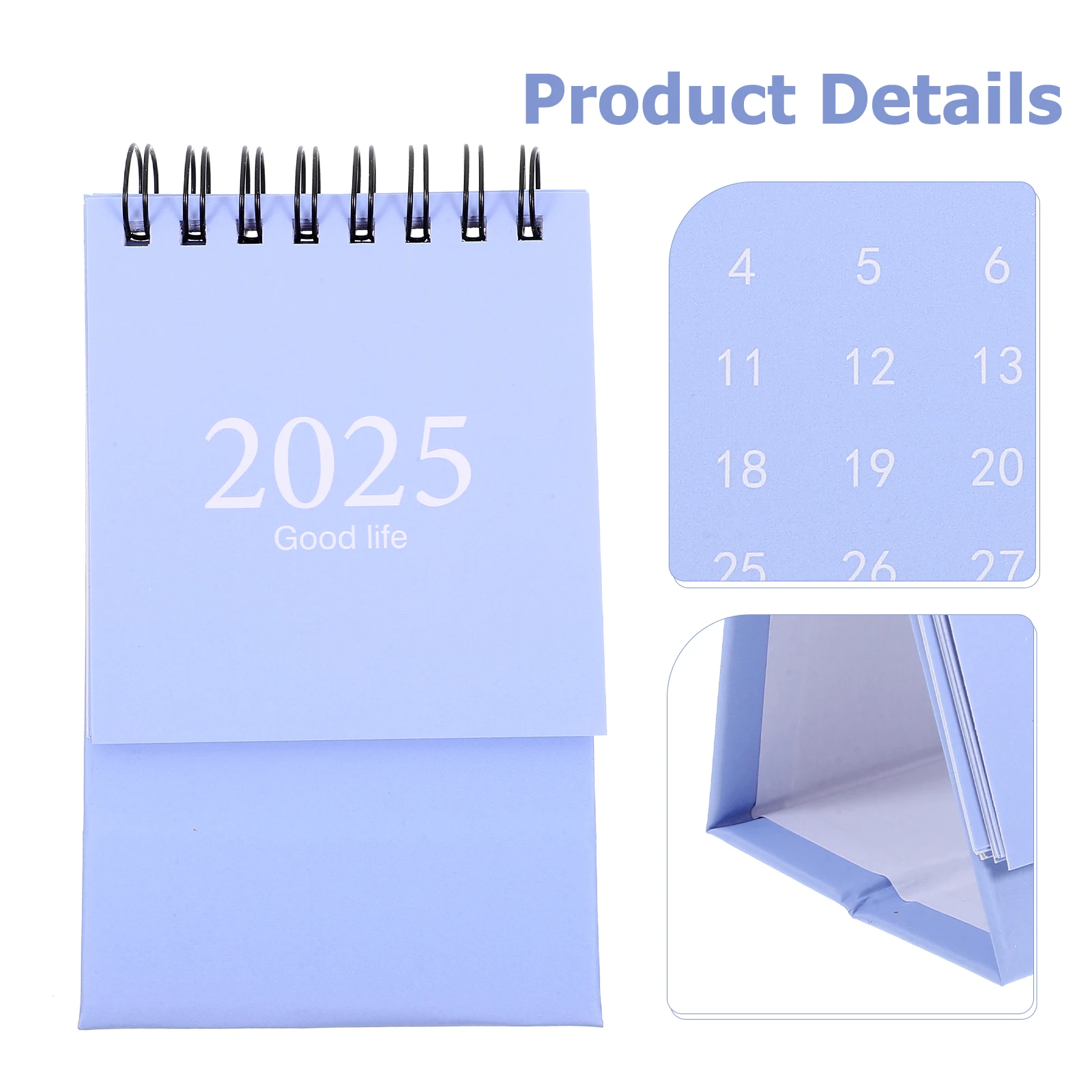 Calendar Mini Desk for Desktop Flip Adorable Cute Daily Small Sky-blue Calendars Stand Office