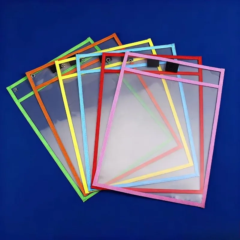 Suitable for Schools Reusable Dry Wipe Pocket Set, Extra Large with Transparent Plastic Protection
