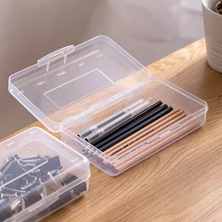 Transparent Pencil Box Hard Plastic Pencil Case Crayon Pen Box Sketch Pencil Case Stacking Office Supplies Organizer Box