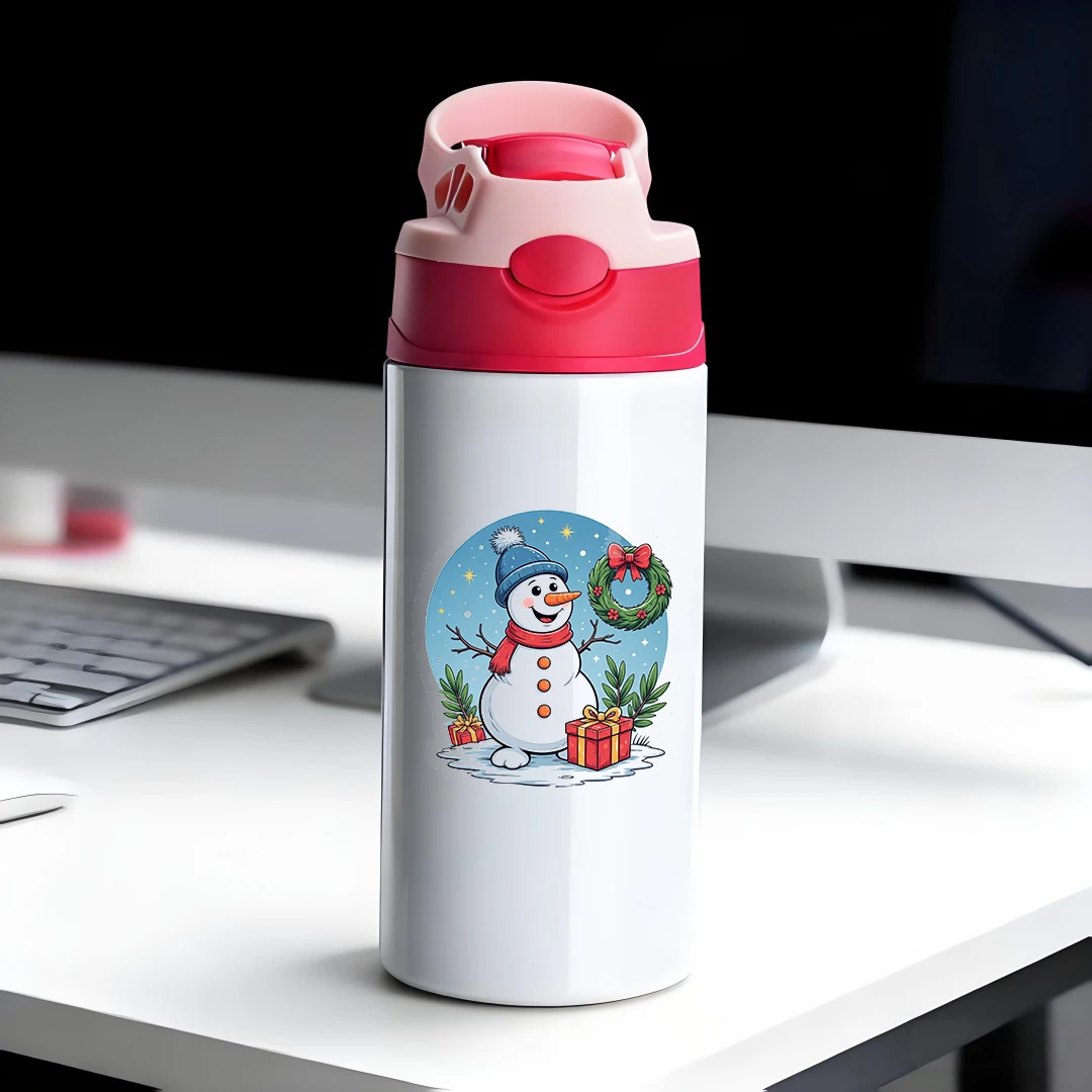 

304 stainless steel thermal cup cartoon snowman Christmas themed straw cup kids portable cup couples gift musthave for Christma
