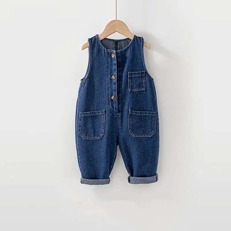 Korean Style Children\'s Denim Overalls Girls Boys Suspenders Loose Casual Style Jumpsuits Spring Autumn All-match trousers